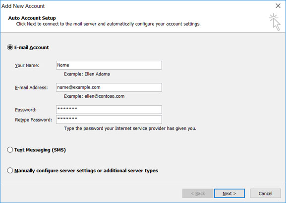 Setup ICA.NET email account on your Outlook 2010 Step 3